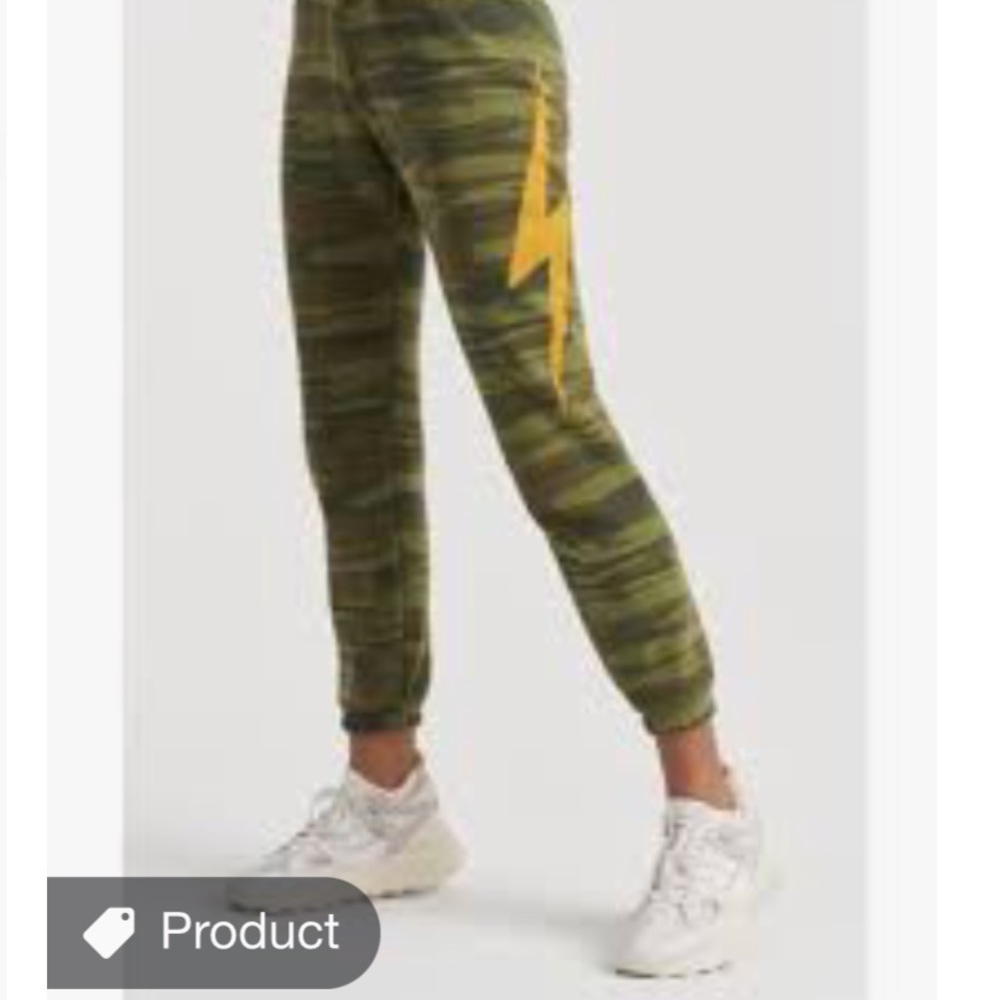 Aviator Nation Camo Bolt Sweatpants, Medium NWT